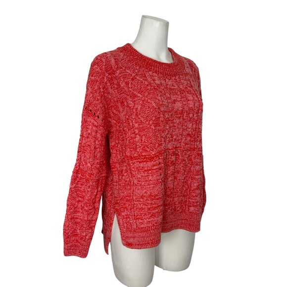 Anthropologie Pilcro Jasmine Cable Knit Tunic Sweater XS Raspberry Marled NWT - Picture 4 of 12